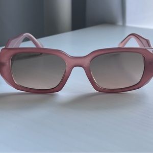 Express Rectangular Frame Sunglasses in Coral Blush